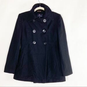 Gallery Wool Blend Double Breasted Button Up Front Pocket Pea Coat